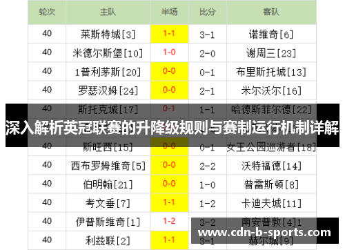 深入解析英冠联赛的升降级规则与赛制运行机制详解 深入解析英冠联赛的升降级规则与赛制运行机制详解